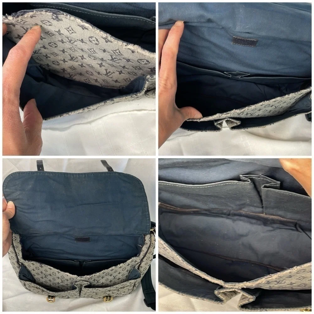Louis Vuitton Monogram Mini Lin Sac a Langer Diaper Messenger Bag Denim Gray